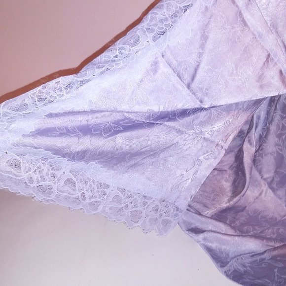 Victoria Secret Sleepwear Lingerie Robe Kimono Floral Blue Lace Trim Luxe Collec - Picture 6 of 12